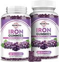 Iron Gummies - with Calcium, Zinc, Folate & Vitamin B12, C, B6 for Adults & Kids - Blood Builder & Energy Support for Iron Deficiency, Anemia, Vegan - 2 Pack Grape Flavour,60 Gummies 2