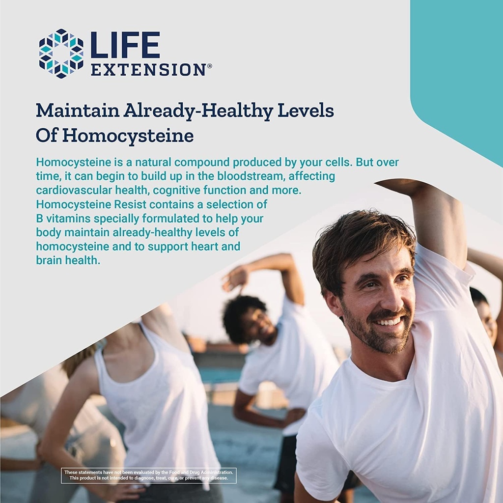 Life Extension Homocysteine Resist, 60 Vegetarian Capsules (Pack of 2) Vitamin B2, B6 & B12 + Folate - Once-Daily, Non-GMO, Gluten-Free 5