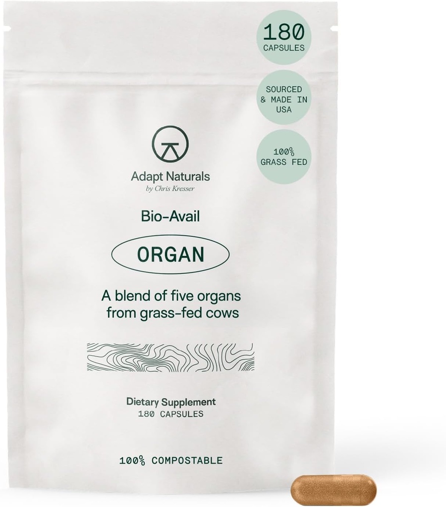 Adapt Naturals Organ Supplement, Bioavailable Grass Fed Beef Liver Capsules, Blend of Liver, Heart, Kidney, Pancreas & Spleen, Support Liver Cleanse Detox & Repair | Source of CoQ10-30 Days Supply 2