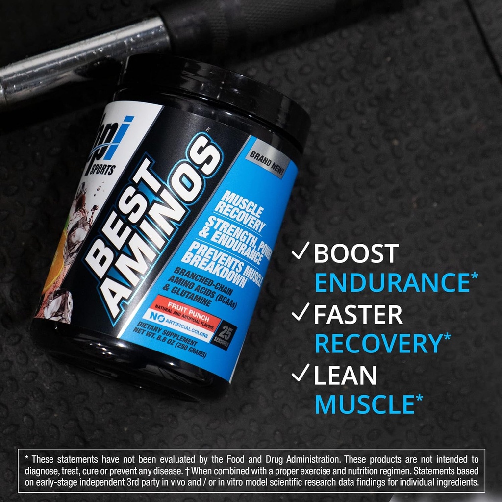 BPI Sports Best Aminos - BCAA Powder Post Workout & Glutamine Recovery Drink with Branched Chain Amino Acids for Hydration & Recovery, for Men & Women - Fruit Punch - 25 Servings (Pack of 5) 6