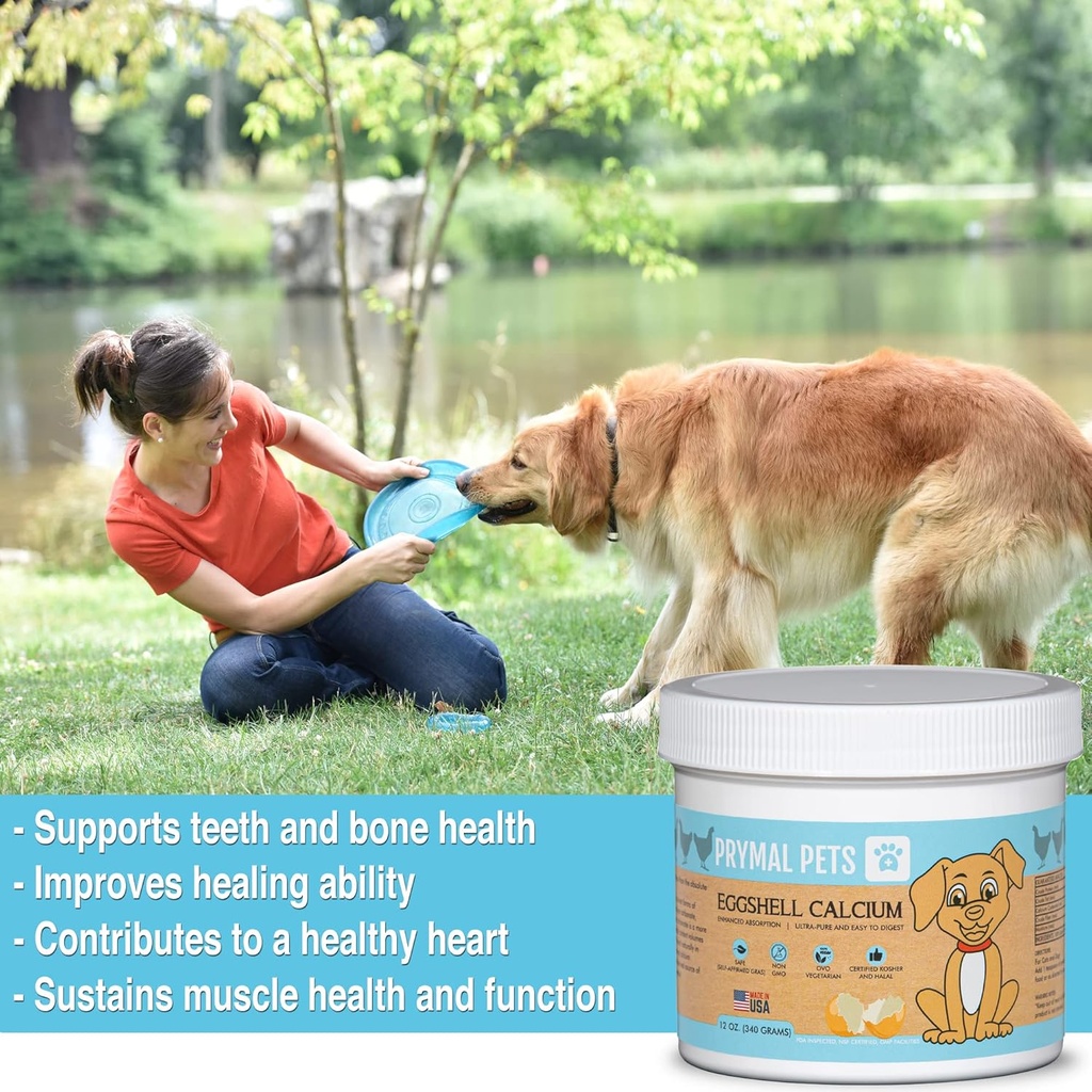 Eggshell Calcium for Pets - 12 oz. Natural, Ultra-Pure Egg Shell Mineral Powder Supplement for Cats and Dogs - High Absorption, Helps Support Bone, Joint, Teeth, Heart, Immune Health 6