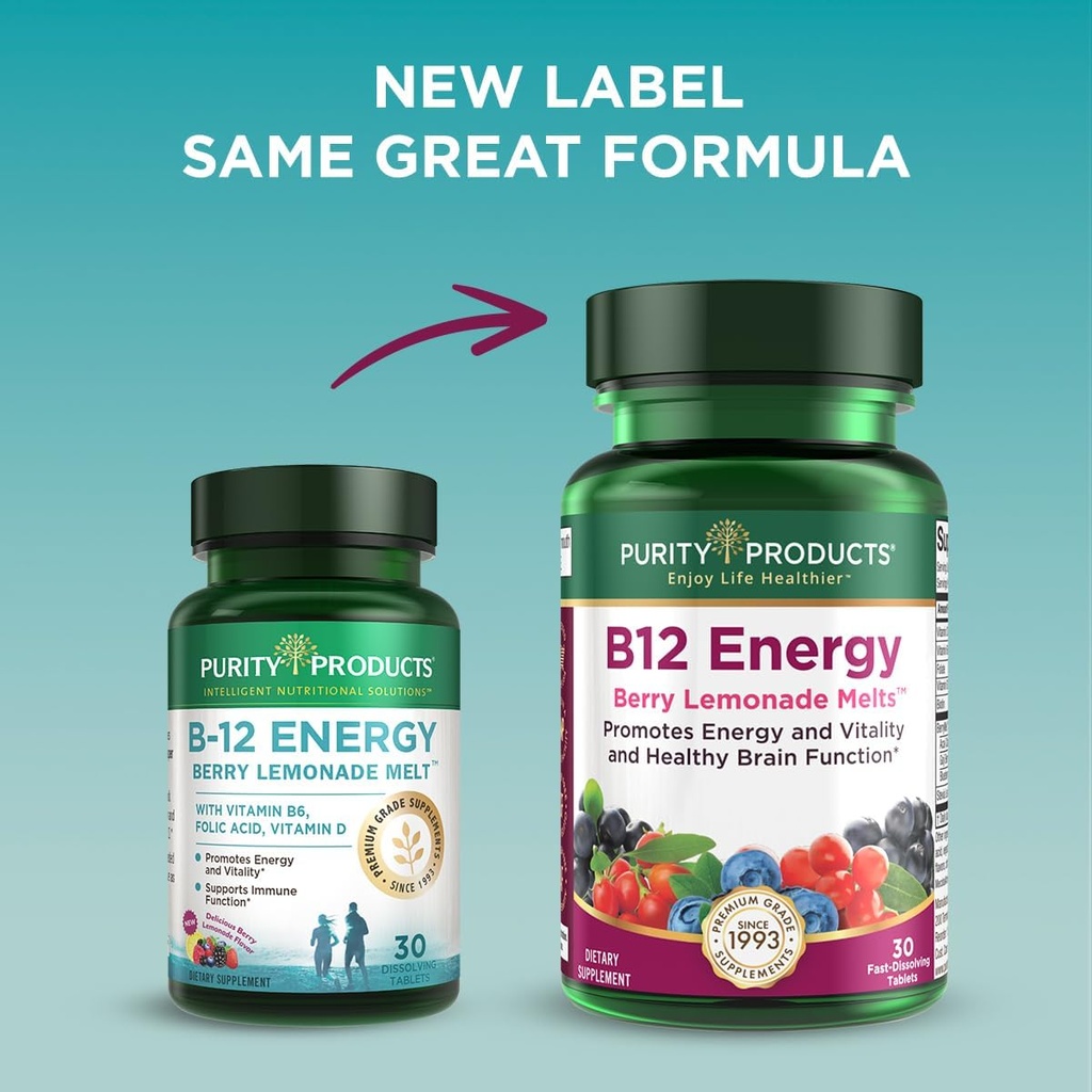 Purity Products Bundle - Krill Omega 50+ with CoQ10 + B-12 Energy Melt - Krill Omega 50+ with CoQ10 (Krill Oil, Fish Oil, CoQ10, Vitamin D) B-12 Berry Melt (Methylcobalamin B12 + B6 + D3 + More) 5