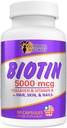 Sunshine Naturals Biotin Dietary Supplement. for Healthier Skin, Thicker Hair, Nail Growth. Collagen, Vitamin A, B for Hair Loss, Beauty, Cell Renewal, Scalp Health. 5000 mcg. 90 Capsules. Pack of 3 3