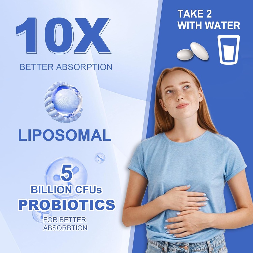 2 Pack Liposomal Calcium AKG Supplement 1500mg with Vitamin D3 & K2 for Women & Men, Calcium Supplement with Magnesium Glycinate, Boron, Probiotics & Vitamin C for Bone Strength & Energy, 240 Softgels 5