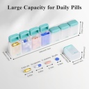 Weekly Pill Organizer Magnetic, Removable Pill Box 7 Day 1 Time a Day, Large Pill Case Travel, Week Once Daily Medication Dispenser, Medicine Container Holder for Supplement Vitamin, Cyan 4