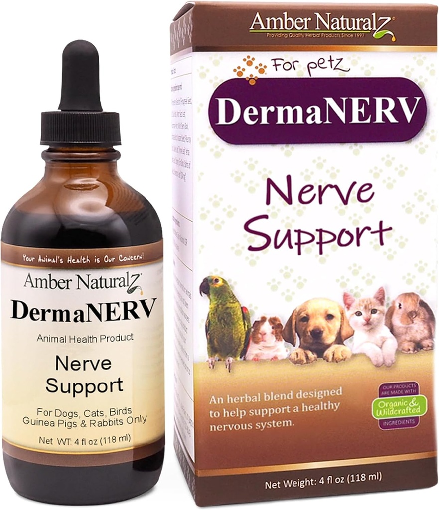 Amber NaturalZ DermaNERV Herbal Supplement for Dogs, Cats, Birds, Rabbits, and Guinea Pigs | Supports Central Nervous System Health & Balanced Behavior | Natural Aid for Healthy Nerve Functions 2