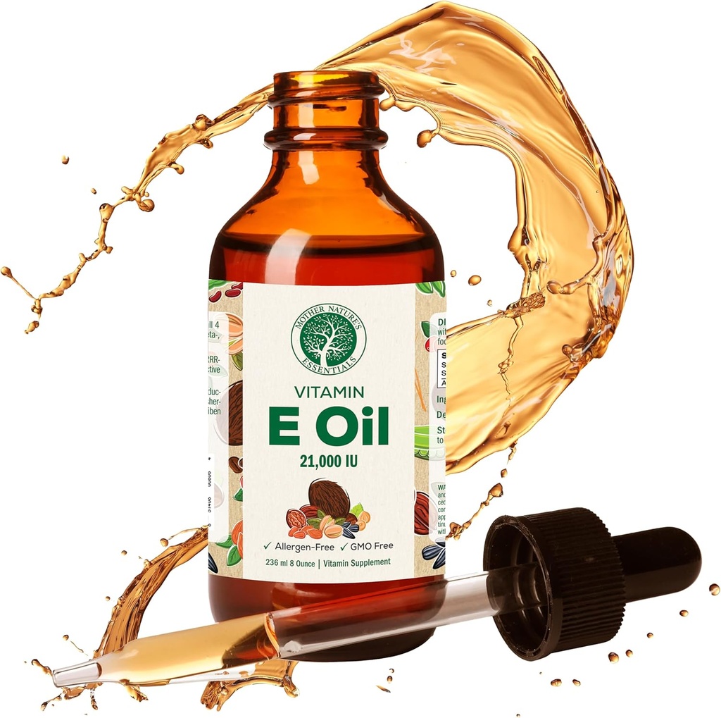 Mother Nature's Essentials Natural Vitamin E Oil Food Grade, 21,000IU d-Alpha-tocopherol, not Processed. 1 oz. 2