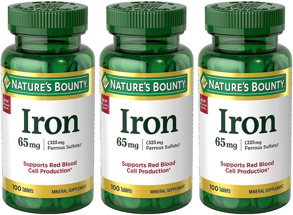 Iron 65 mg (325 mg Ferrous Sulfate), 2 Bottles (100 Count) 5