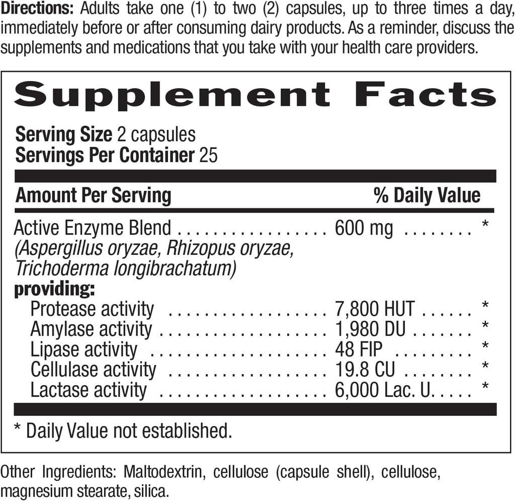 Country Life Dairy-Zyme - Digestive Enzymes for Dairy Relief - Lactase Enzyme Supplement for Lactose Intolerance - 6000 Lactase Units - Gluten-Free, Non-GMO - 50 Vegan Capsules 6