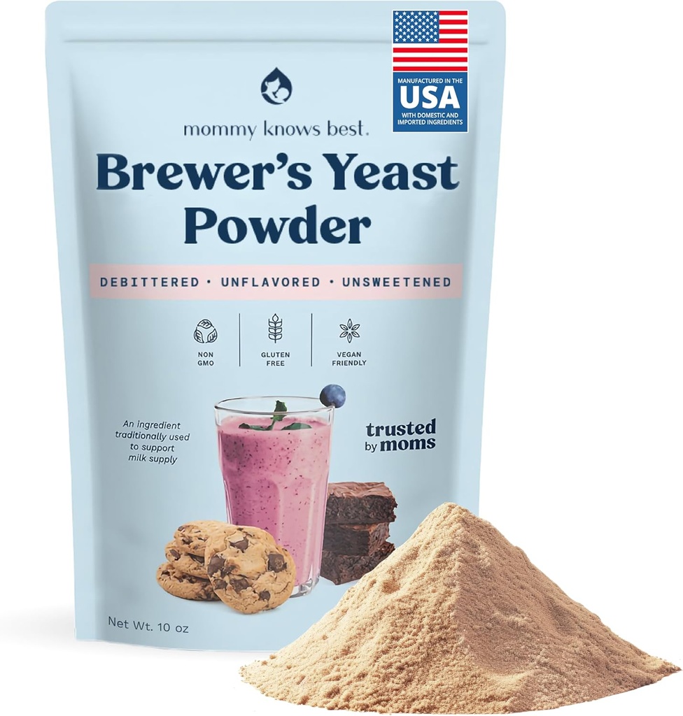 Mommy Knows Best Brewer's Yeast Powder for Lactation Support for Breastfeeding | Mild-Tasting, Debittered, Delicious in Lactation Cookies, Smoothies, Lactation Recipes, Gluten-Free, 10 oz 2