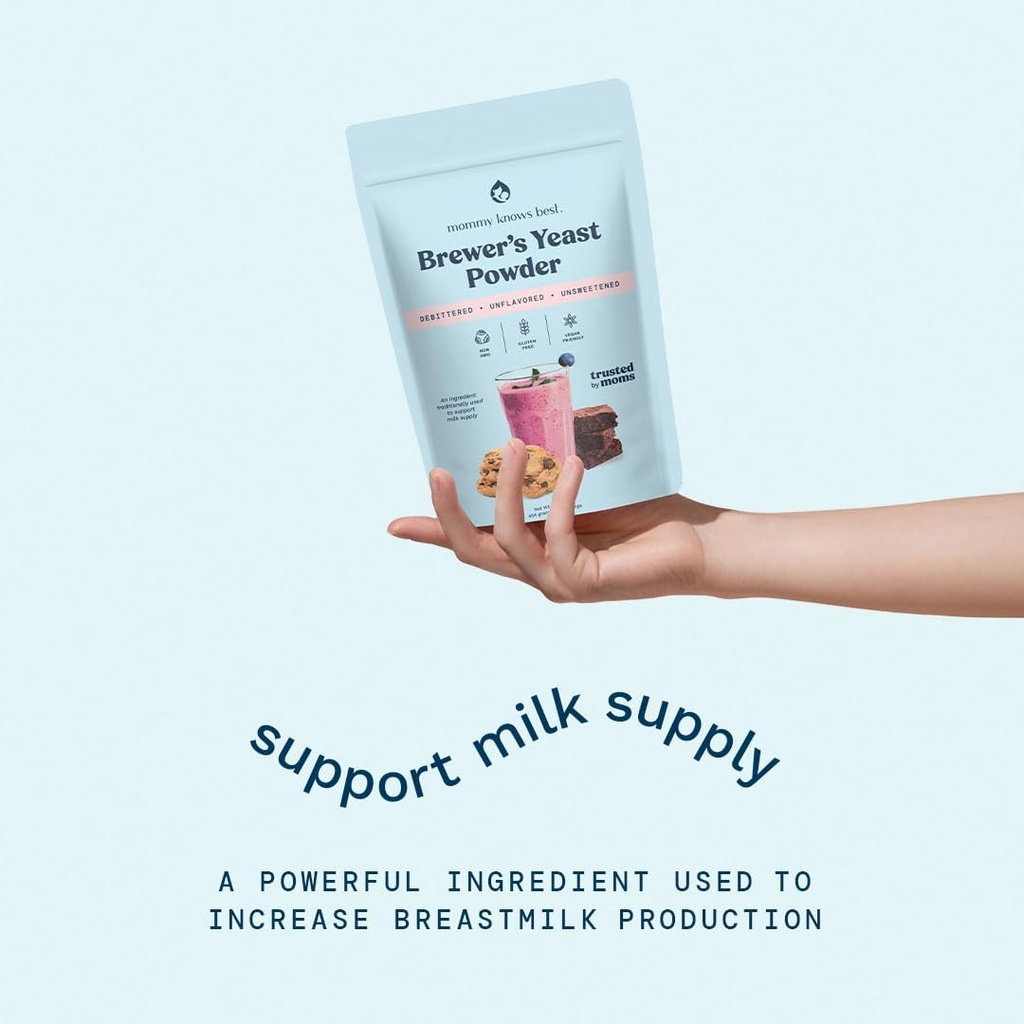 Mommy Knows Best Brewer's Yeast Powder for Lactation Support for Breastfeeding | Mild-Tasting, Debittered, Delicious in Lactation Cookies, Smoothies, Lactation Recipes, Gluten-Free, 10 oz 4