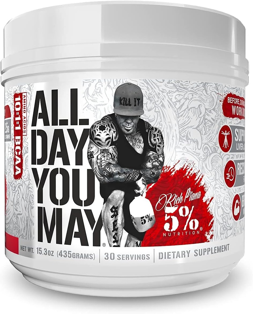 5% Nutrition Rich Piana Bundle | AllDayYouMay BCAA Powder + Kill It Reloaded High-Stim Pre-Workout (Fruit Punch) 3