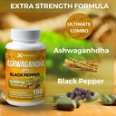 Ashwagandha Capsules, 150 Vegan Capsules, 10,100 Mg per Capsule – 100% Natural Ashwagandha Root Extract Powder and Black Pepper Extract, Non-GMO, Gluten-Free 3