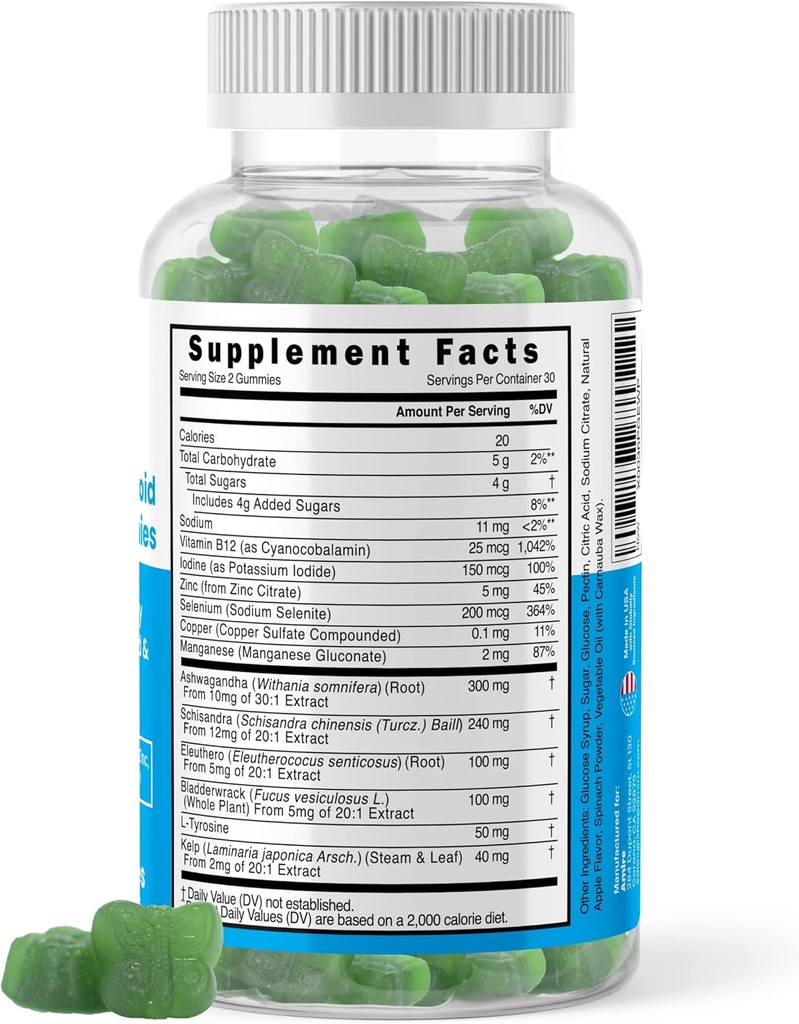 Amire by Dr. Awan Thyroid Support Gummies, Promotes Healthy Function of Thyroid, Kelp, Selenium & Ashwagandha to Improve Energy, Immunity, Metabolism, 180ct, 90day Supply 3