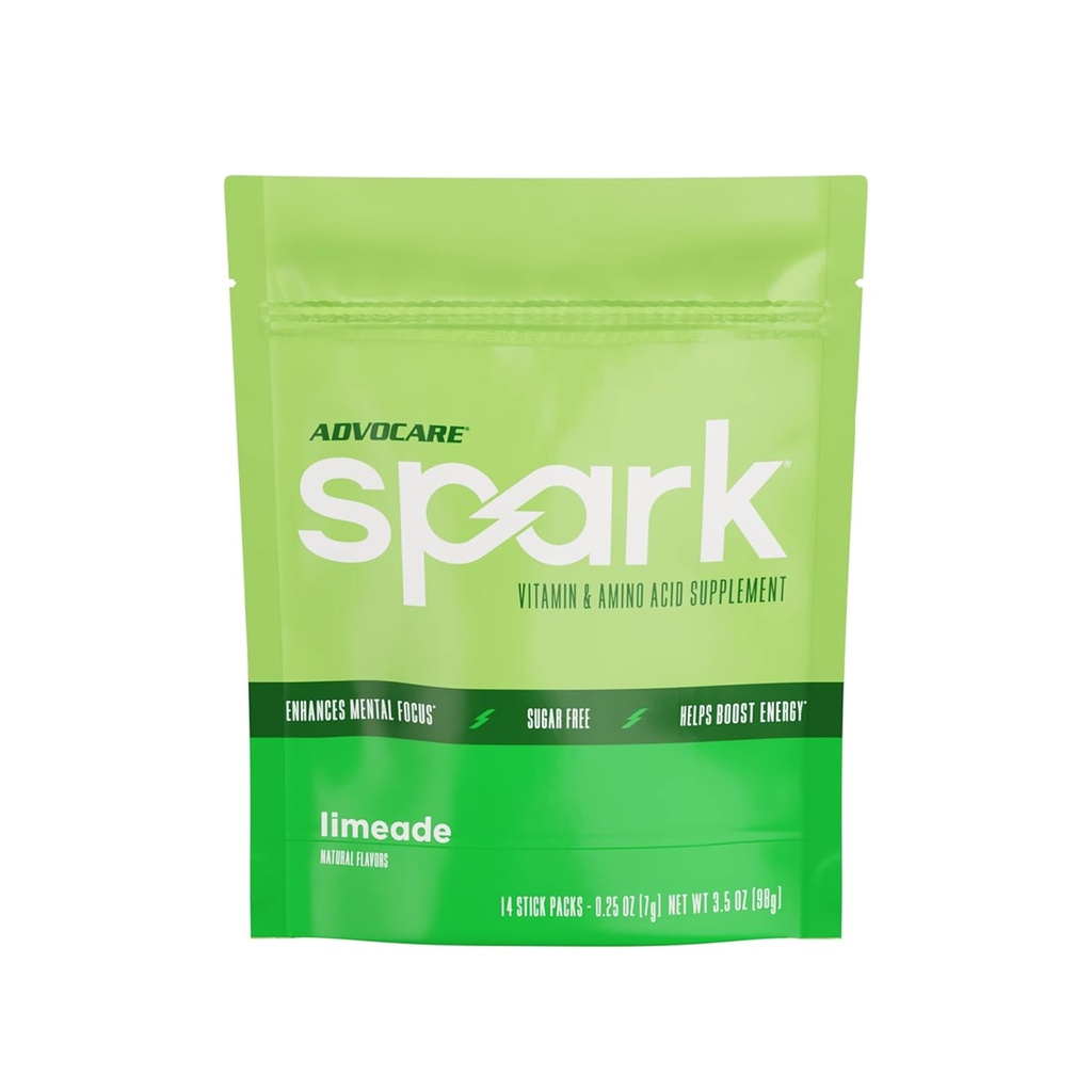 AdvoCare Spark - Energy Drink Mix - Vitamin & Amino Acid Supplement - Supports Energy & Focus* - Portable Immune Support* - Sugar-Free - Limeade, 14 Stick Packs (3.5 oz) 2