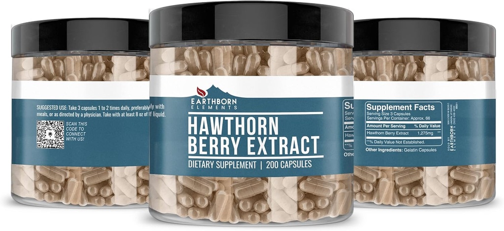 Earthborn Elements Grape Seed, Hawthorn Berry, & Turmeric Curcumin Capsule Bundle (200 Capsules Each), Pure & Undiluted, No Additives 6