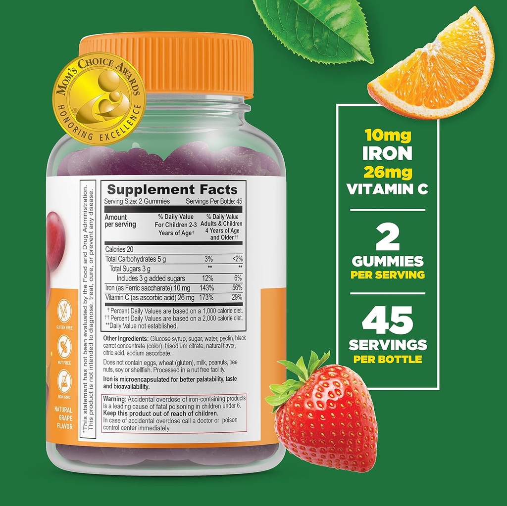 Lifeable Turmeric Curcumin Kids + Iron & Vitamin C Kids, Gummies Bundle - Great Tasting, Vitamin Supplement, Gluten Free, GMO Free, Chewable Gummy 4