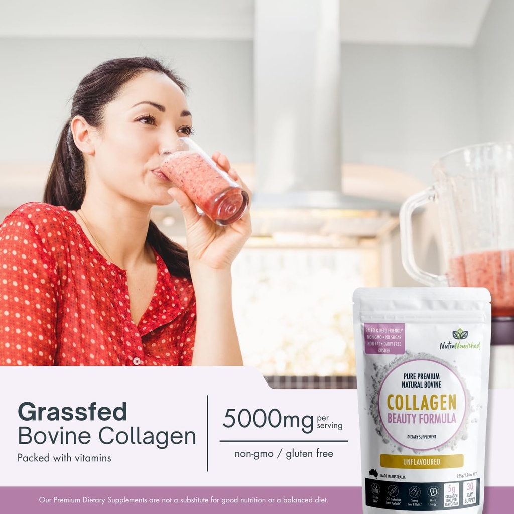 Nutra Nourished Collagen Beauty Formula Unflavored - The Secret to Glowing and Youthful Skin - Collagen Peptides for Skin Health - Healthy Aging Collagen Supplement (225g) 4