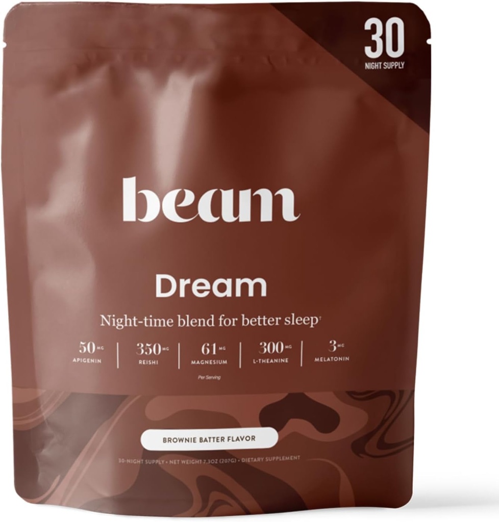 Beam Dream Sleep Powder, L-Theanine, Apigenin, Reishi and Magnesium, Third Party Tested Natural Sleep Aid & Sleep Supplement for Deep Sleep, Relaxation and Recovery, Natural Sleep Support, 30 Servings 2