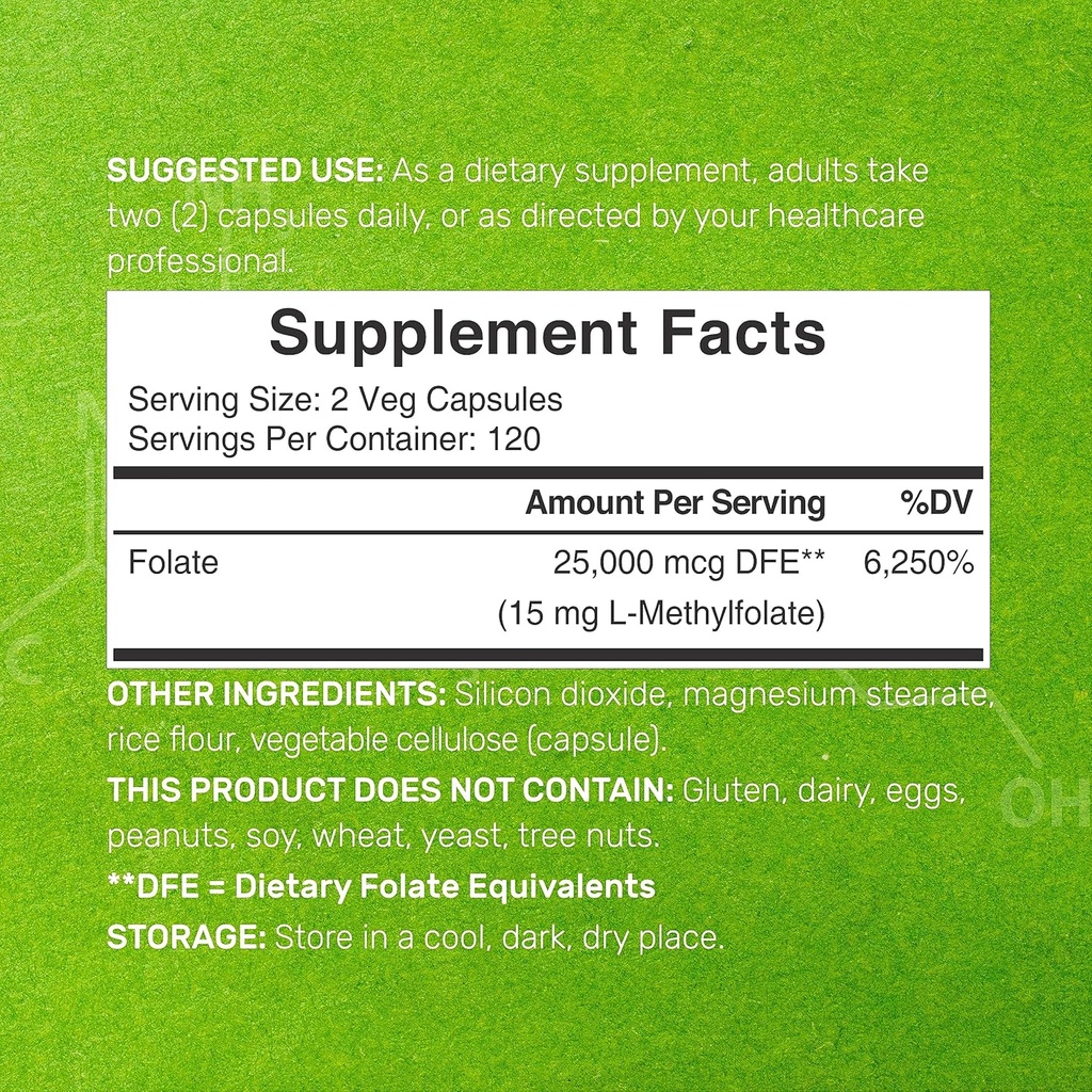 L-Methylfolate 15mg - Active Folic Acid Supplement