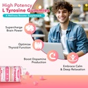 L Tyrosine Gummies, L-Tyrosine Supplement Gummies, L-Theanine Gummies with Vitamin B6 D3, Focus Gummies Support Brain, Memory, Energy, Mood for Adult & Kids, Strawberry Flavor, 60 Count 3