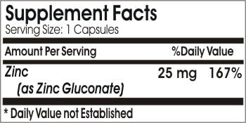 Chelated Zinc 25mg ~ 200 Capsules - No Additives ~ Naturetition Supplements 3