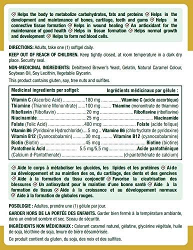 Nature's Bounty Absorbable B-Complex with Folic Acid Plus Vitamin C, 100 Softgels 3