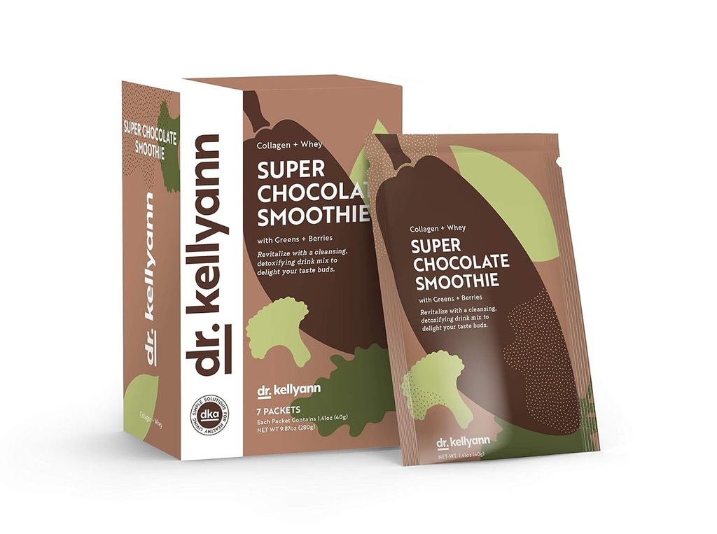 Dr. Kellyann Super Chocolate Collagen Smoothie (7 Servings) – Protein Shake, Keto & Paleo-Friendly, Supports Skin & Gut, 1 Pack