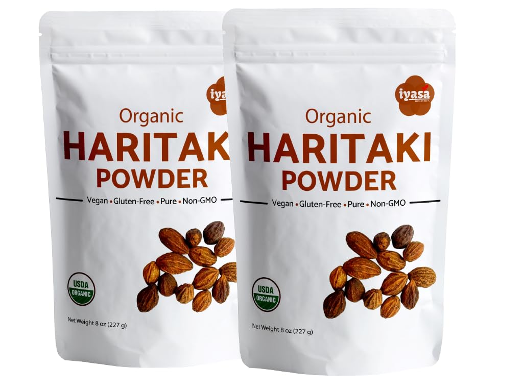 Haritaki Powder Organic 16oz - USDA-Certified Terminalia Chebula Superfood Powder for Digestive Balance, Bowel Support, Nutrient Absorption - Haritaki Herb Ayurveda Products by Iyasa Holistics