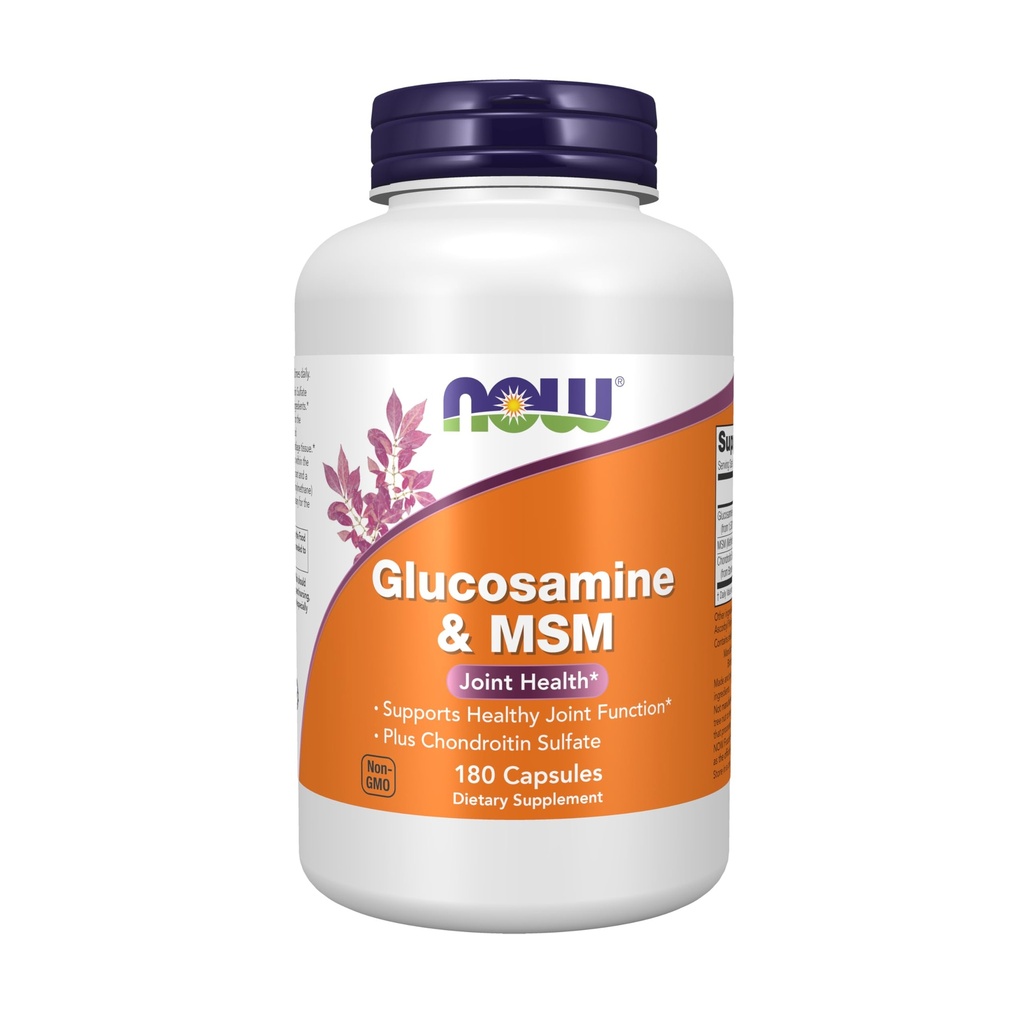 NOW Foods Supplements, Glucosamine & MSM plus Chondroitin Sulfate, Joint Health*, 180 Veg Capsules