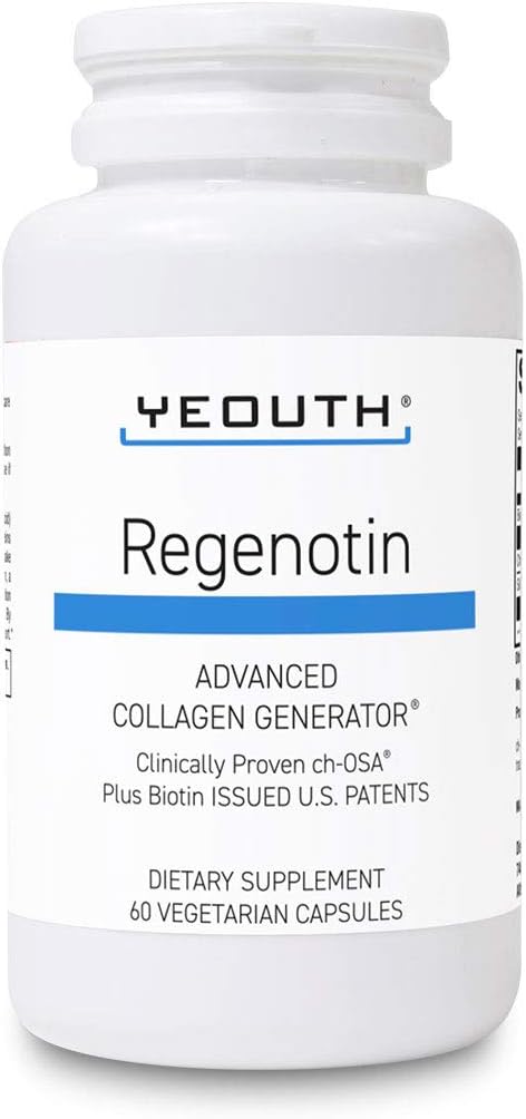 YEOUTH Regenotin Collagen Support for Skin, Nails, Hair, and Joints, Vegetarian Dietary Supplements for Men and Women, 60 Capsules