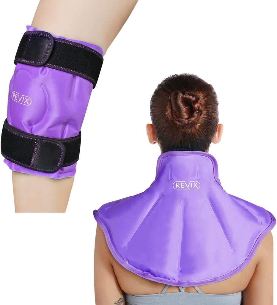 REVIX Knee Ice Pack for Injuries Reusable and Large Neck Shoulder Ice Pack Wrap for Upper Back Pain Relief