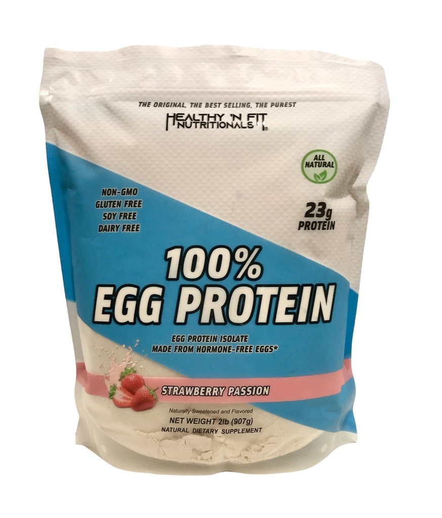 Healthy N Fit 100% EGG PROTEIN- Strawberry (12oz): 100% Egg White Protein PLUS Natural Peptides. Naturally Sweetened, Zero Carb, Keto, Paleo Friendly