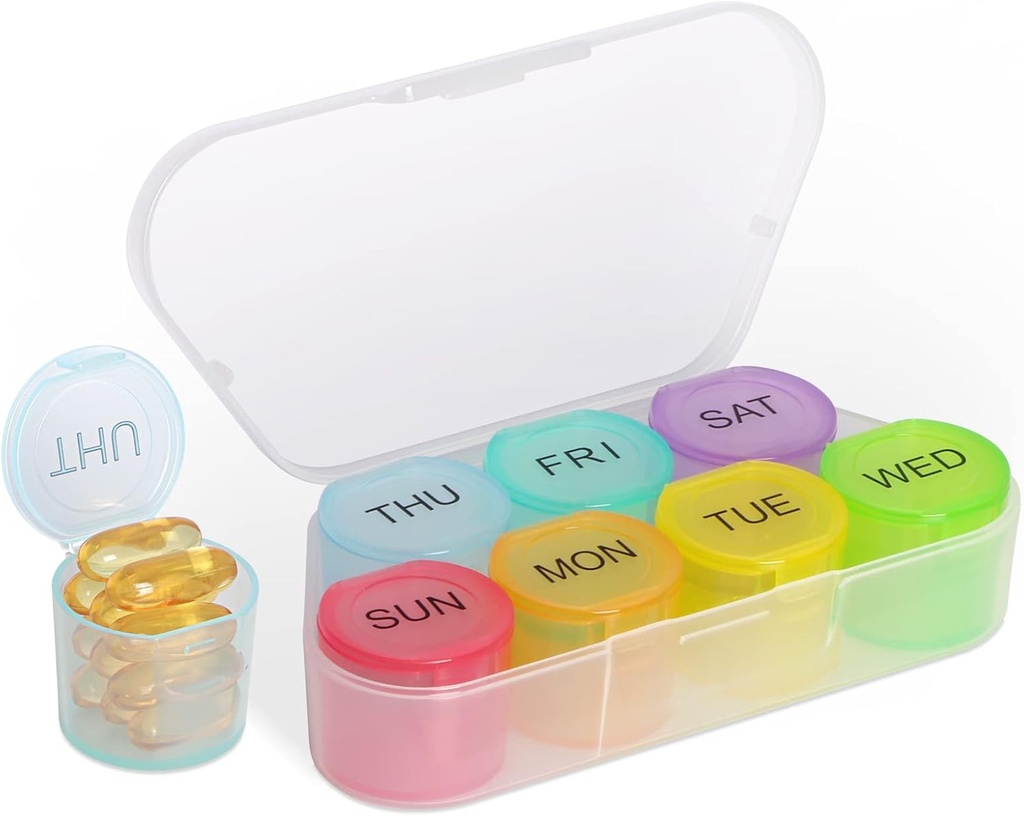 NatureTouch Weekly Pill Organizer, BPA Free Medicine Organizer Rainbow 7 Day Pill Box, Daily Portable Pill Conatainer for Pills/Vitamin/Fish Oil/Supplements [Lastest Version]