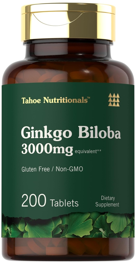 Carlyle Ginkgo Biloba | 200 Vegetarian Tablets | Extra Strength | Non-GMO, Gluten Freen Formula | by Tahoe Nutritionals