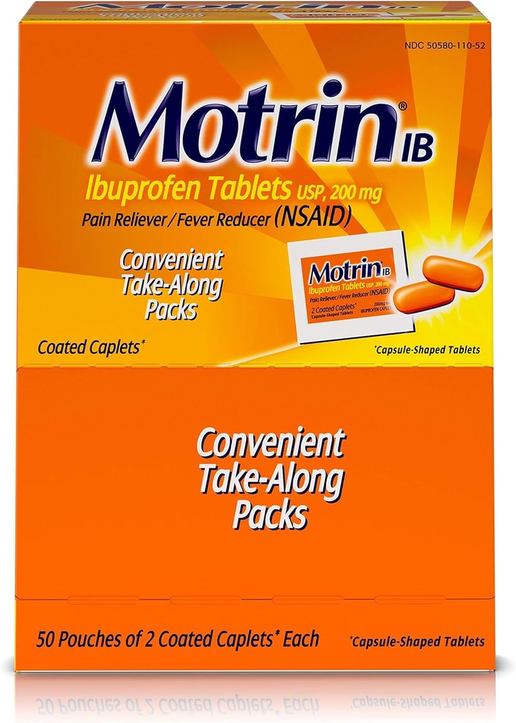 Motrin IB 48152 Ibuprofen Tablets, 2 Count (Pack of 50)