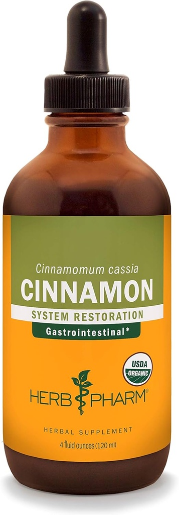 Herb Pharm Certified Organic Cinnamon Liquid Extract for Cardiovascular and Circulatory Support - 4 Ounce