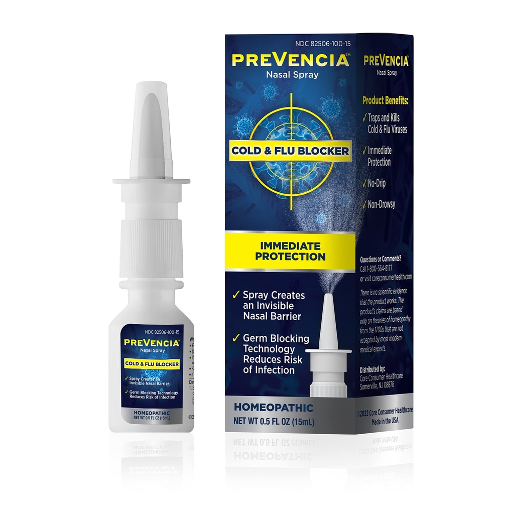 Cold and Flu Protection Nasal Spray Homeopathic Cold and Flu Remedy Non-Drowsy Immediate Protection for Flu and Cold Blocker, 0.5 Fl Oz (15mL)