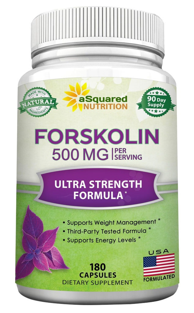 aSquared Nutrition Forskolin 500mg Per Serving Max Strength-180 Capsules, Supplement for Pure Weight Loss Fuel, Coleus Forskohlii Root - Forskolin Diet Pills, Belly Buster Fat Burner 2X Slim Trim Lose