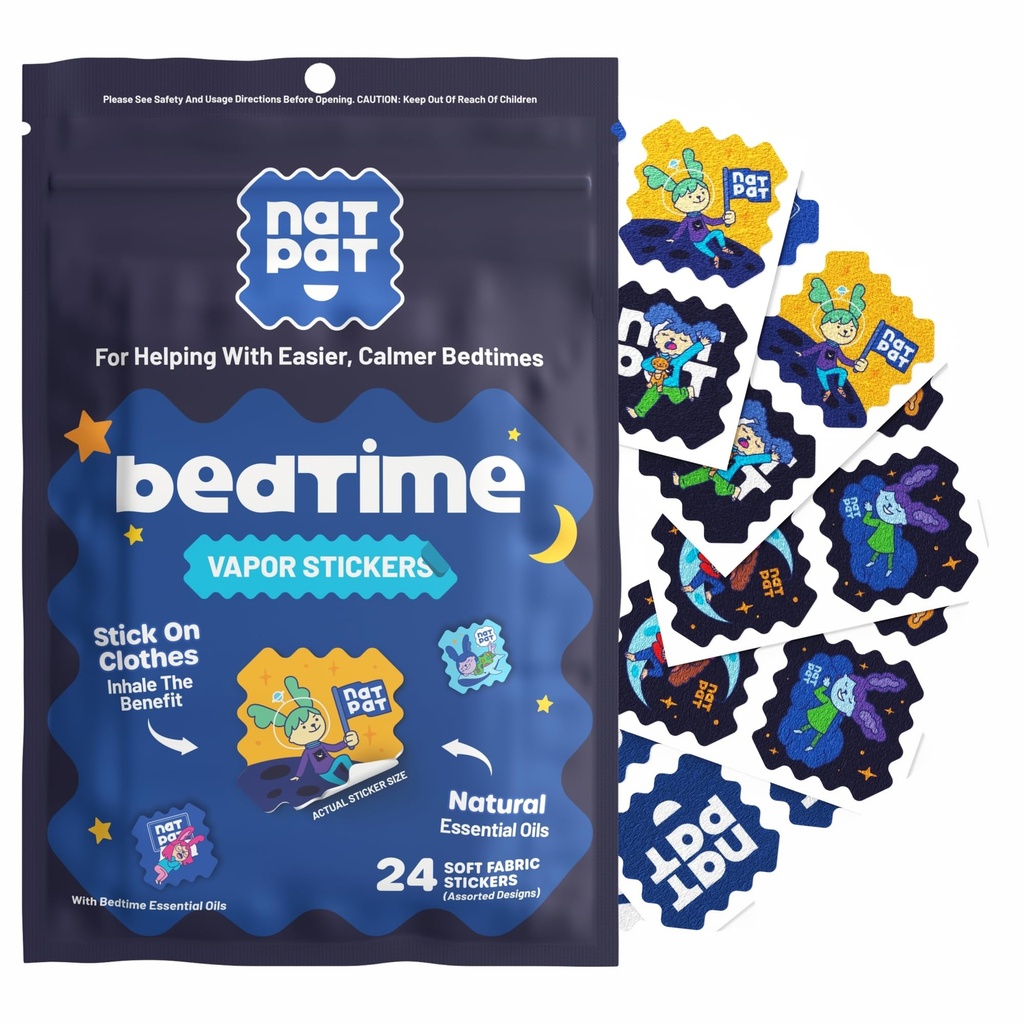 NATPAT Sleepy Patch Bed Time Stickers for Kids - Sleep Promoting Patch - Non-Toxic Solution for Better Sleep - Chemical & Drug Free, Melatonin Free - Buzz Patch Natural Patch (24 Pack)