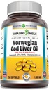 Amazing Omega Norwegian Cod Liver Oil 1000 Mg Softgels Supplement | Omega-3, EPA, DHA, Vitamin A, D & Vitamin E (Orange | 250 Count)