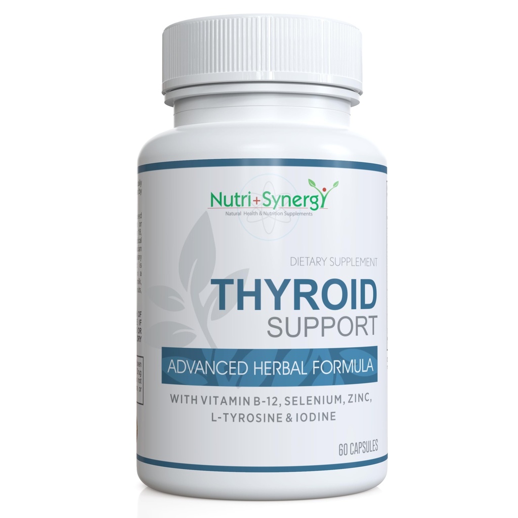Thyroid Support - with L-Tyrosine, Iodine, Vitamins & Minerals. Supports Healthy Thyroid Function, Energy, Mood & Focus. 60 Capsules.