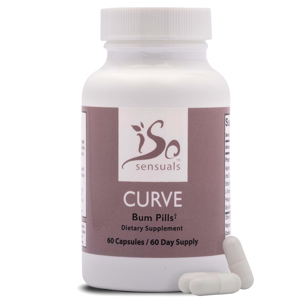 IsoSensuals Curve Butt Enhancement Pills - Bum Bum Booty Pills for Bigger Butt. 60 Easy to Swallow Capsules