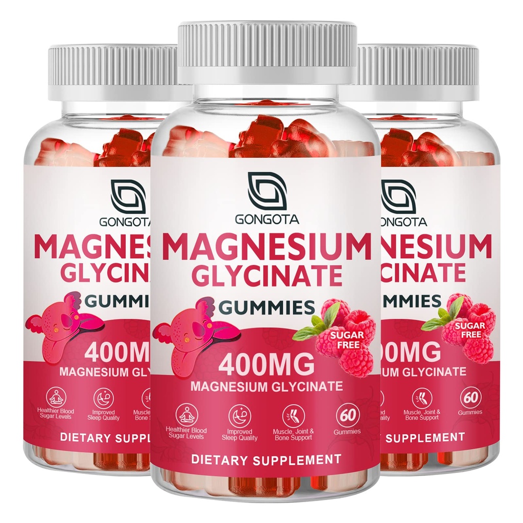 Magnesium Glycinate Gummies 400 mg with 100 mg Composite magnesium - Chelated Magnesium Potassium Supplement with Vitamin D, B6 Supports Calm, Sleep, Memory & Muscle Cramps,Sugar Free - 180 Gummies
