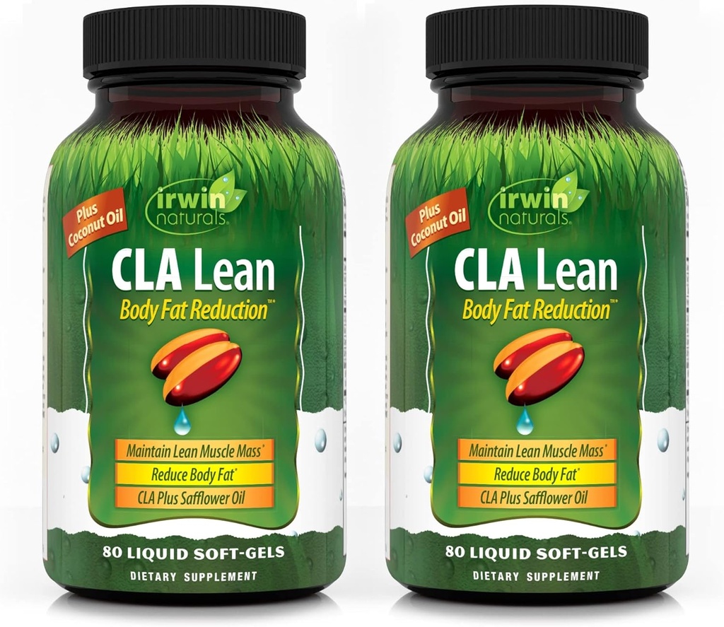 Irwin Naturals CLA Lean Body Fat Reduction - Helps Reduce Body Fat & Increase Muscle Tone - 80 Liquid Soft-Gels (Pack of 2)