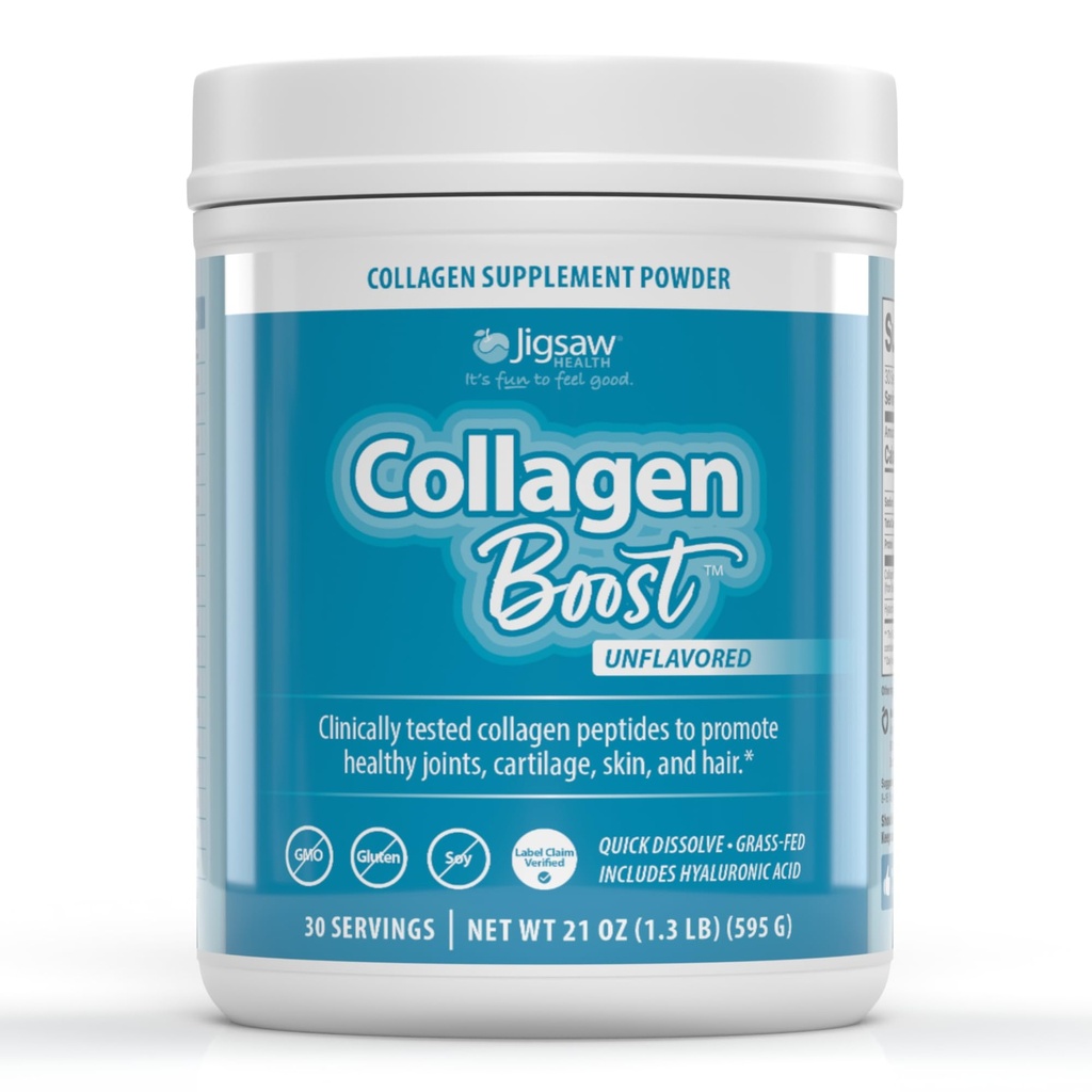 Jigsaw Health Collagen Boost | Promotes Healthy Joints, Cartilage, Skin, and Hair | 30 Servings