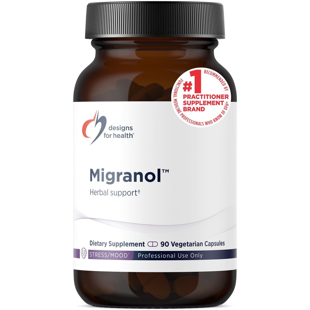 Designs for Health Migranol - Feverfew Supplement with Magnesium Malate, Curcumin (Turmeric) Extract, Rosemary + B2 Riboflavin - Non-GMO + Gluten Free (90 Capsules)