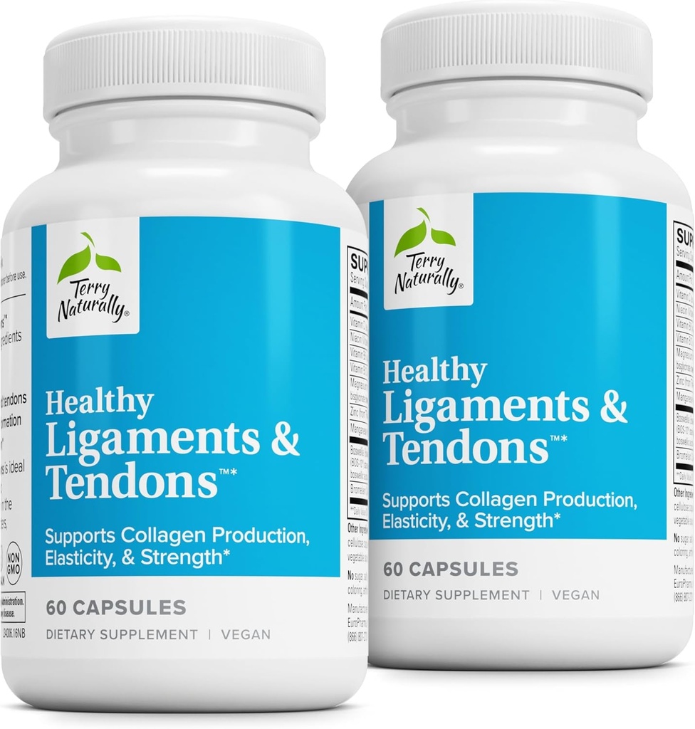 Terry Naturally Healthy Ligaments & Tendons - Dietary Supplement for Connective Tissue & Joint Lubrication Support - Non-GMO Formula to Aid Ligament & Muscle Health - 60 Capsules, 2 Pack