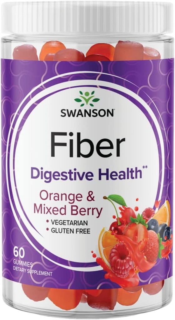 Swanson Mixed Berry Fiber Gummies - Digestive Support Promoting Regularity & Healthy Lipid Levels - All Natural Formula to Help Support A Healthy Gut Microbiome - (60 Gummies, 5g Each)