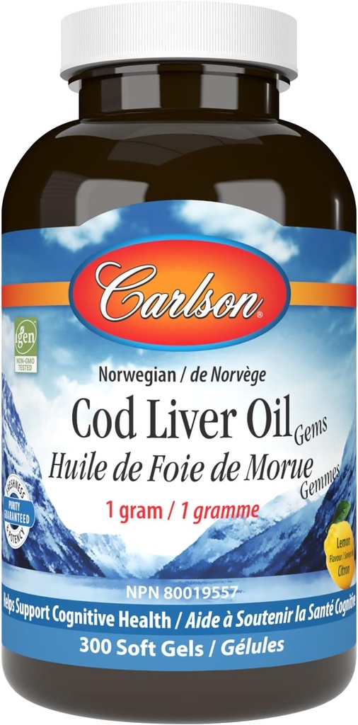 Carlson Labs Cod Liver Oil, Low Vitamin A, 230mg Omega-3, 300 Count